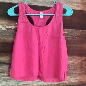 Hot Pink Linen Racerback Tank Top
